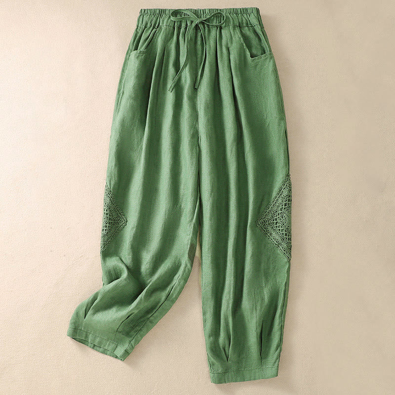 Pantaloni harem da donna estivi con coulisse e tasche Buddha Stones - Verde pallido - US8-10, UK/AU12-14, EU40-42 (2XL) - image 6