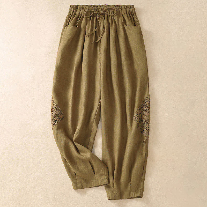 Pantaloni harem da donna estivi con coulisse e tasche Buddha Stones - Verga d'oro - US8-10, UK/AU12-14, EU40-42 (2XL) - image 15