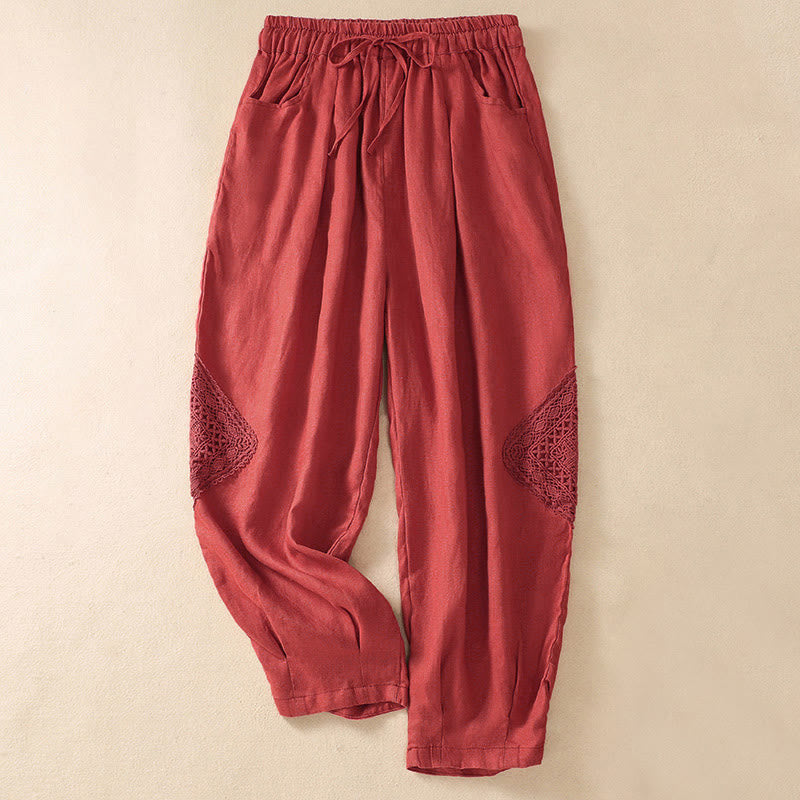 Pantaloni harem da donna estivi con coulisse e tasche Buddha Stones - Pomodoro - US8-10, UK/AU12-14, EU40-42 (2XL) - image 17