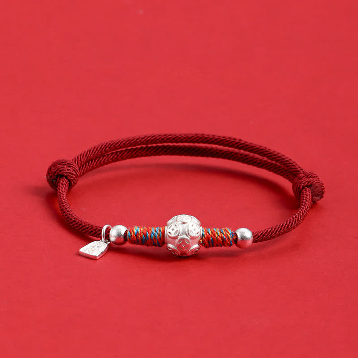Buddha Stones Bracciale in argento sterling 999 con cordino rosso, intrecciato a mano, protezione. - Moneta cinese argentata, cordino rosso scuro - image 13