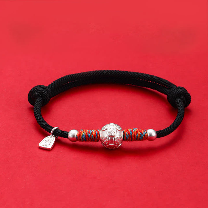 Buddha Stones Bracciale in argento sterling 999 con cordino rosso, intrecciato a mano, protezione. - Moneta cinese argentata con cordino nero - image 20