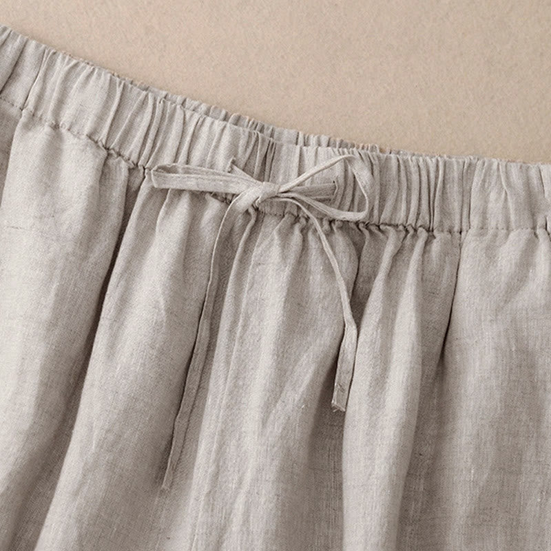Pantaloni capri da donna estivi con elastico in vita e gamba larga, modello cropped, con tasche, Buddha Stones. - image 18