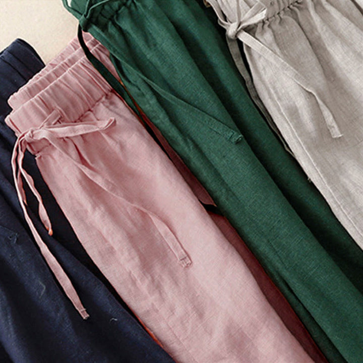 Pantaloni capri da donna estivi con elastico in vita e gamba larga, modello cropped, con tasche, Buddha Stones. - image 28
