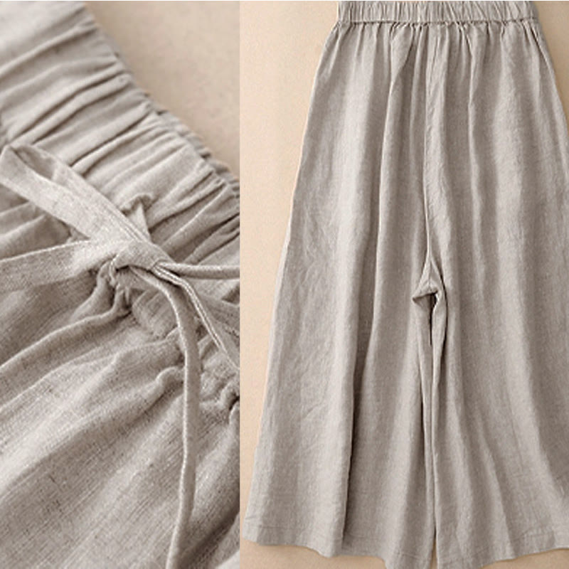 Pantaloni capri da donna estivi con elastico in vita e gamba larga, modello cropped, con tasche, Buddha Stones. - image 17