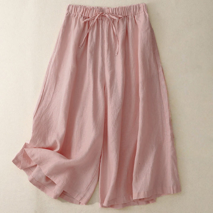 Pantaloni capri da donna estivi con elastico in vita e gamba larga, modello cropped, con tasche, Buddha Stones. - Rosa chiaro - US14, UK/AU18, EU46 (3XL) - image 6