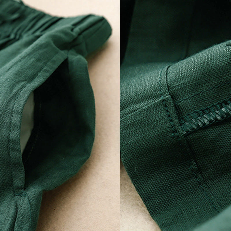 Pantaloni capri da donna estivi con elastico in vita e gamba larga, modello cropped, con tasche, Buddha Stones. - image 25