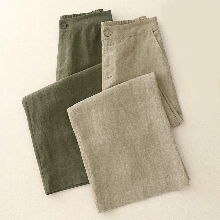 Pantaloni da donna casual a gamba larga con elastico in vita e tasche, con stampa Buddha Stones. - image 12