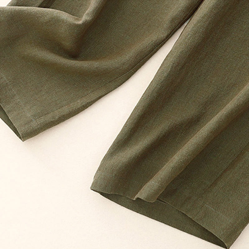 Pantaloni da donna casual a gamba larga con elastico in vita e tasche, con stampa Buddha Stones. - image 3