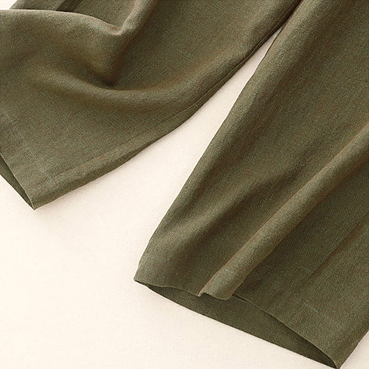 Pantaloni da donna casual a gamba larga con elastico in vita e tasche, con stampa Buddha Stones. - image 3