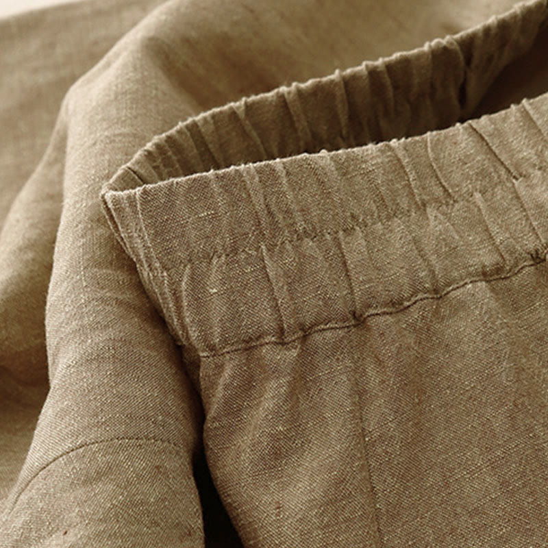 Pantaloni da donna casual a gamba larga con elastico in vita e tasche, con stampa Buddha Stones. - image 8