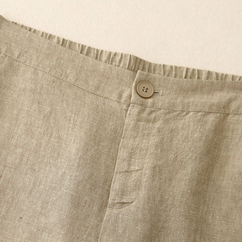 Pantaloni da donna casual a gamba larga con elastico in vita e tasche, con stampa Buddha Stones. - image 7