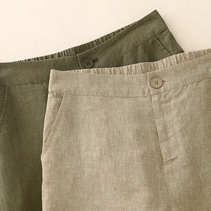 Pantaloni da donna casual a gamba larga con elastico in vita e tasche, con stampa Buddha Stones. - image 13