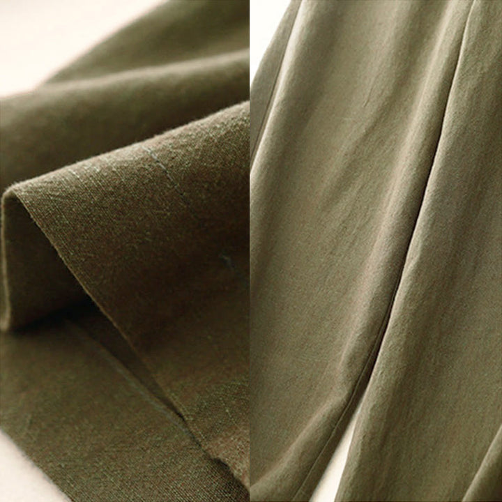 Pantaloni da donna casual a gamba larga con elastico in vita e tasche, con stampa Buddha Stones. - image 4