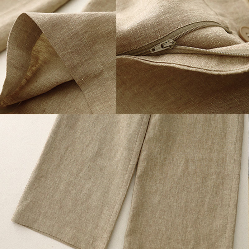 Pantaloni da donna casual a gamba larga con elastico in vita e tasche, con stampa Buddha Stones. - image 9