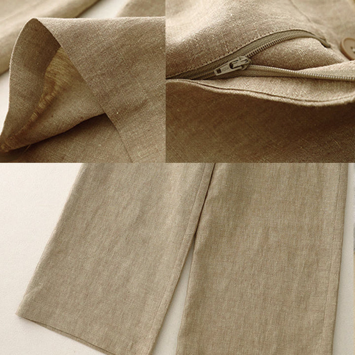 Pantaloni da donna casual a gamba larga con elastico in vita e tasche, con stampa Buddha Stones. - image 9