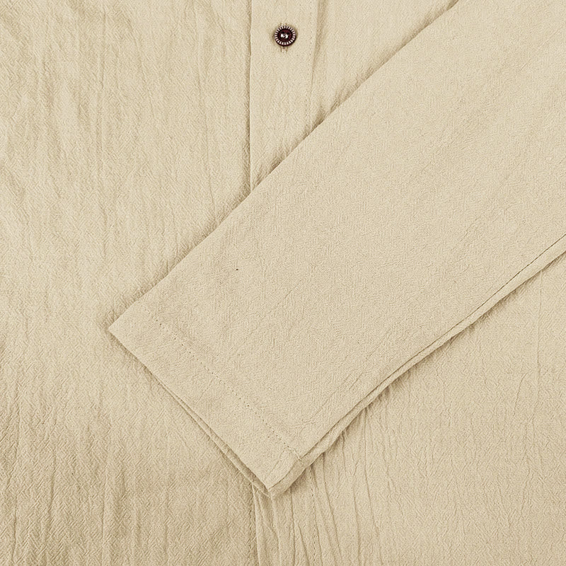 Camicia da uomo a maniche lunghe con cappuccio, coulisse e bottoni, tinta unita, con stampa Buddha Stones. - image 16