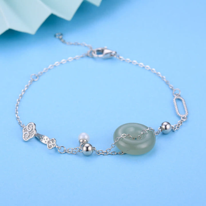 Buddha Stones Bracciale portafortuna con fibbia della pace in giada Hetian e argento sterling 925 - image 4