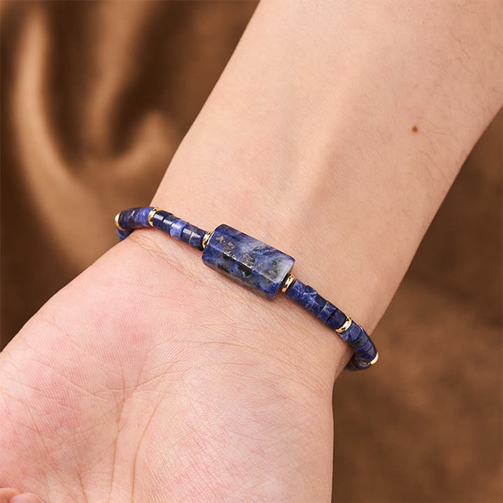 Buddha Stones Bracciale con accenti cilindrici sfaccettati in ametista, amazzonite, quarzo fragola, sodalite e sodalite. - image 14