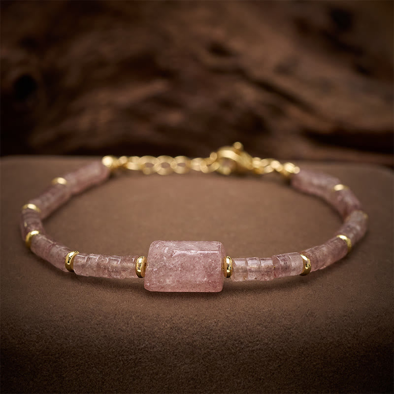 Buddha Stones Bracciale con accenti cilindrici sfaccettati in ametista, amazzonite, quarzo fragola, sodalite e sodalite. - Quarzo fragola (Circonferenza del polso: 5,9–7,1 pollici / 15–18 cm) - image 8