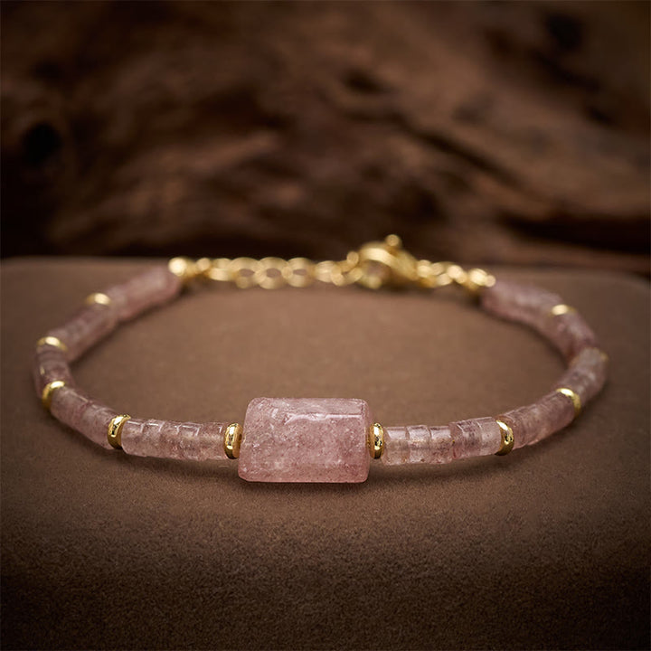 Buddha Stones Bracciale con accenti cilindrici sfaccettati in ametista, amazzonite, quarzo fragola, sodalite e sodalite. - Quarzo fragola (Circonferenza del polso: 5,9–7,1 pollici / 15–18 cm) - image 8