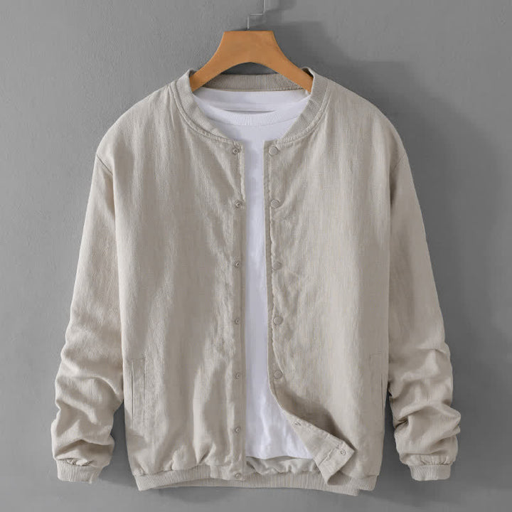 Buddha Stones Giacca da uomo primaverile casual e minimalista con bottoni e tasche. - Beige - US/UK/AU42, EU52 (3XL) - image 0