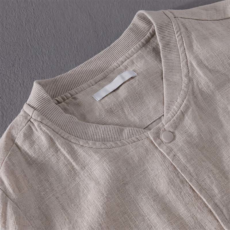 Buddha Stones Giacca da uomo primaverile casual e minimalista con bottoni e tasche. - image 3