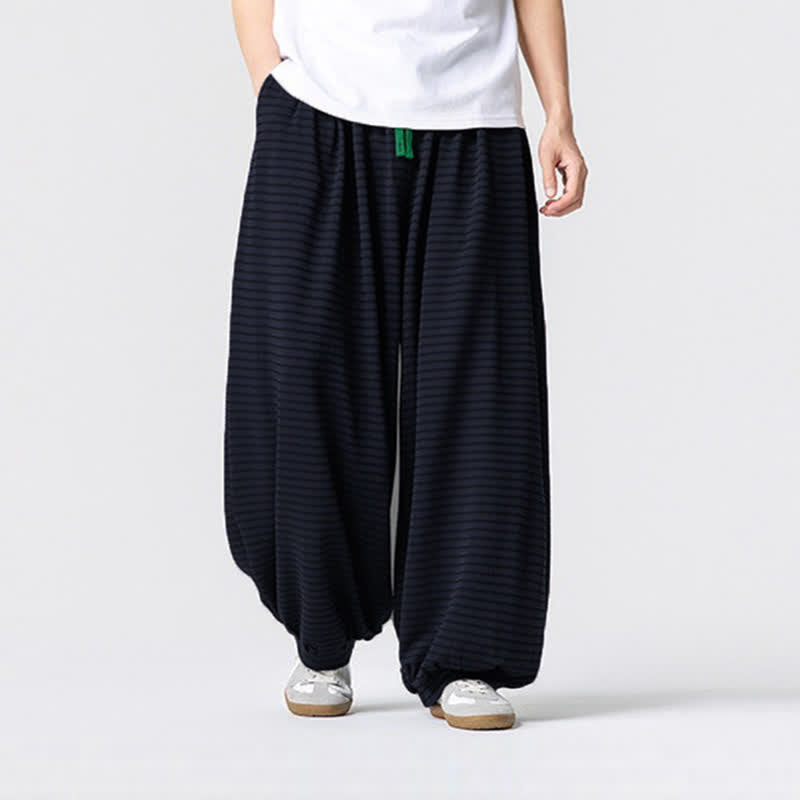 Buddha Stones Pantaloni da uomo a gamba dritta, minimalisti, con coulisse e righe, perfetti per l'autunno. - image 13