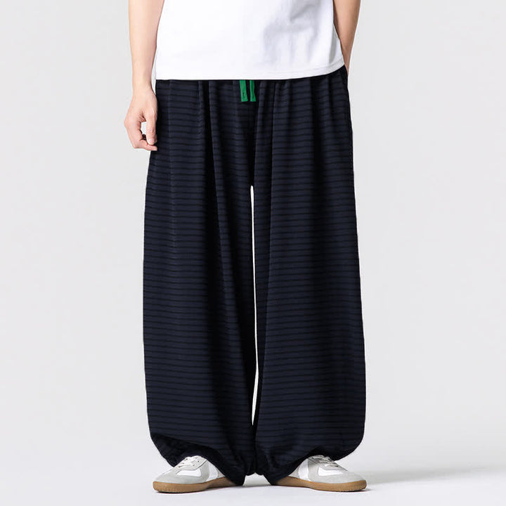 Buddha Stones Pantaloni da uomo a gamba dritta, minimalisti, con coulisse e righe, perfetti per l'autunno. - Marina - US/UK/AU42, EU52 (3XL) - image 8