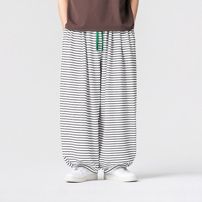 Buddha Stones Pantaloni da uomo a gamba dritta, minimalisti, con coulisse e righe, perfetti per l'autunno. - Bianco - US/UK/AU42, EU52 (3XL) - image 15