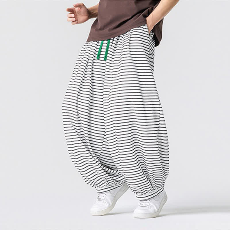 Buddha Stones Pantaloni da uomo a gamba dritta, minimalisti, con coulisse e righe, perfetti per l'autunno. - image 20