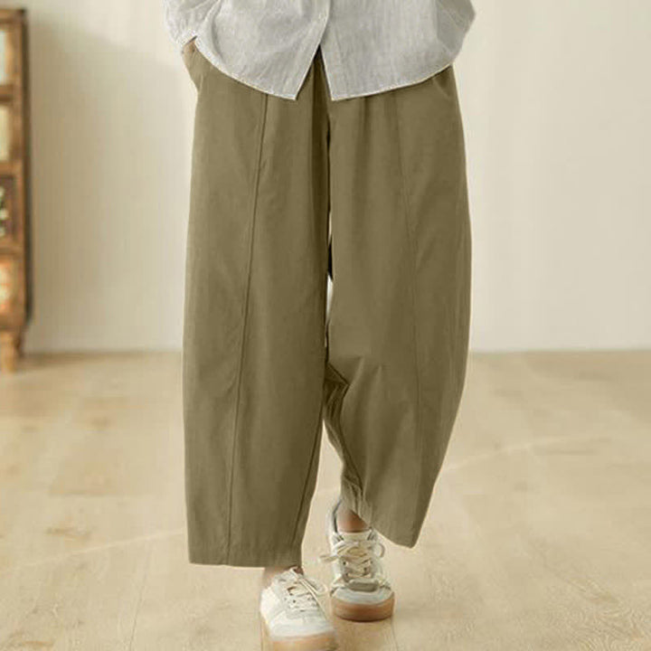 Pantaloni harem da donna alla caviglia con tasche e design semplice a linee geometriche, ispirati Buddha Stones. - image 10
