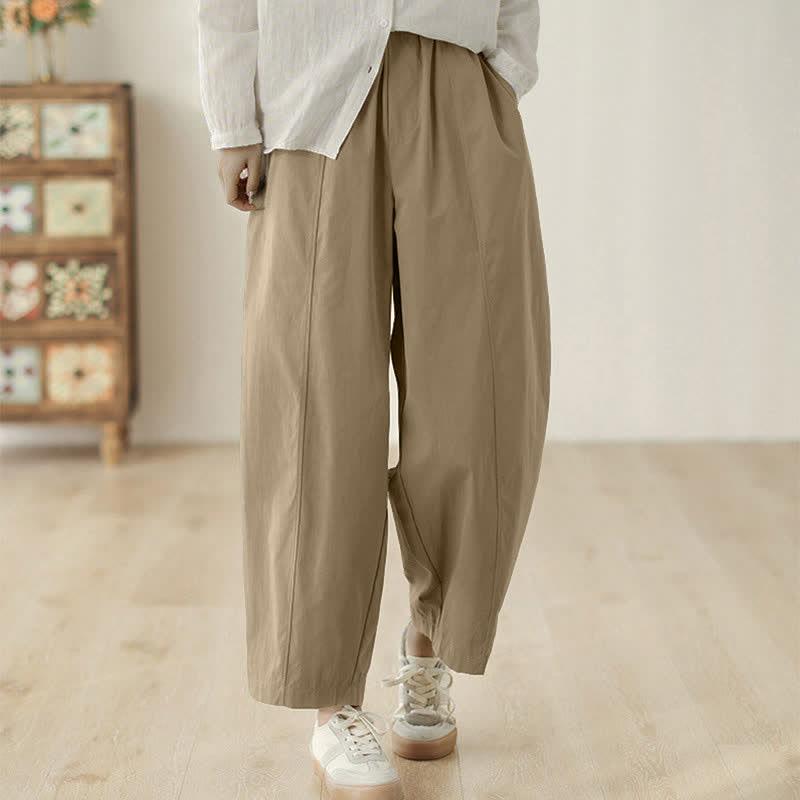Pantaloni harem da donna alla caviglia con tasche e design semplice a linee geometriche, ispirati Buddha Stones. - image 7