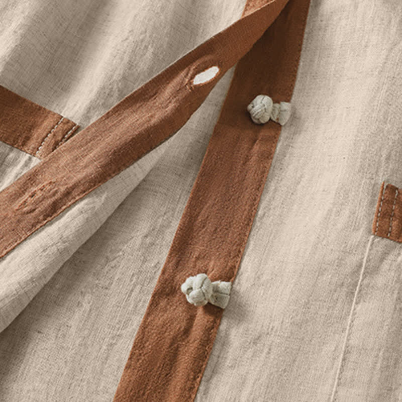 Buddha Stones Camicia da donna estiva casual a maniche corte con bottoni e taschino applicato, tinta unita. - image 4