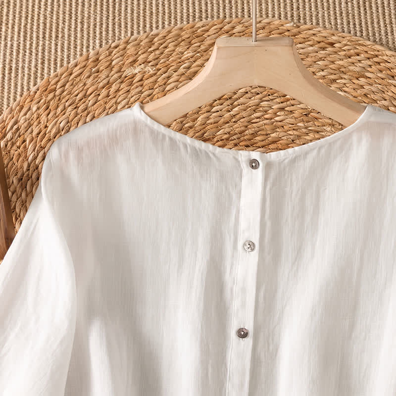 Buddha Stones T-shirt da donna a maniche lunghe, elegante, casual, con ricami, tinta unita, per primavera/estate. - image 9