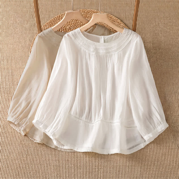 Buddha Stones T-shirt da donna a maniche lunghe, elegante, casual, con ricami, tinta unita, per primavera/estate. - image 12