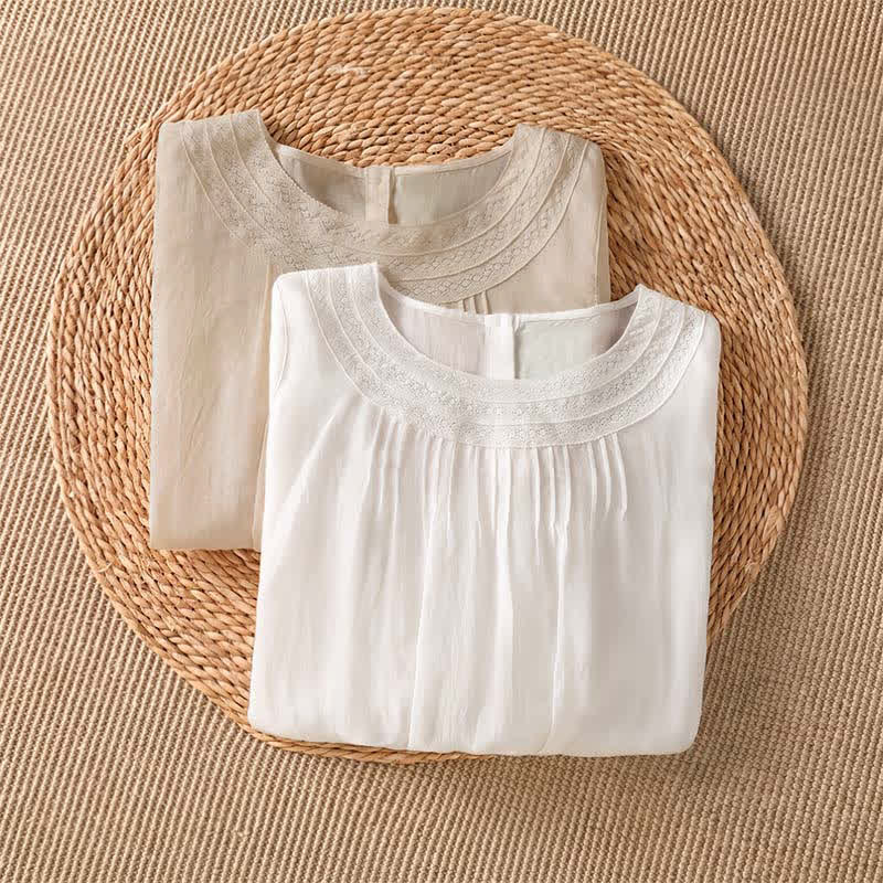 Buddha Stones T-shirt da donna a maniche lunghe, elegante, casual, con ricami, tinta unita, per primavera/estate. - image 13