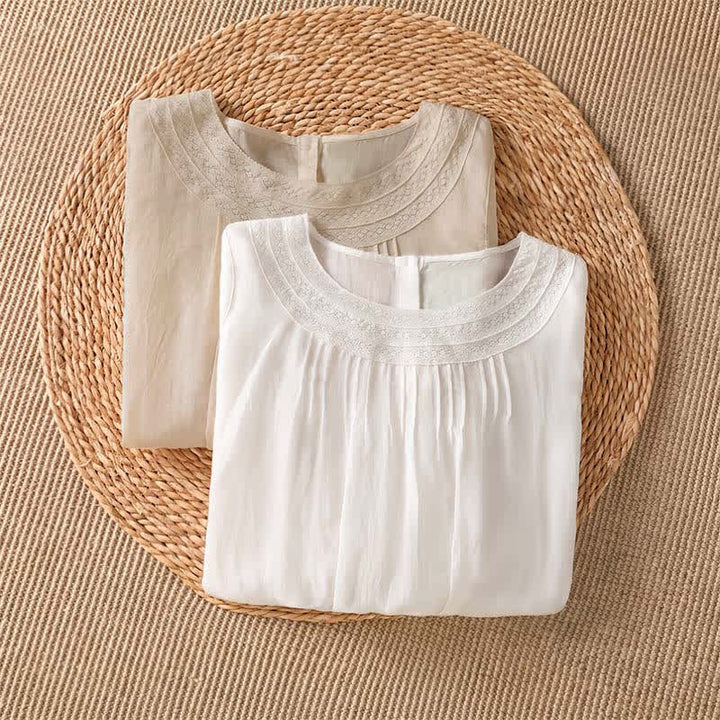 Buddha Stones T-shirt da donna a maniche lunghe, elegante, casual, con ricami, tinta unita, per primavera/estate. - image 13