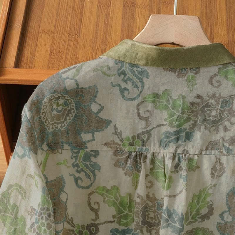 Buddha Stones Camicia da donna a maniche lunghe, stile vintage, con bottoni e stampa floreale, ideale per primavera/estate, casual e con taschino. - image 4