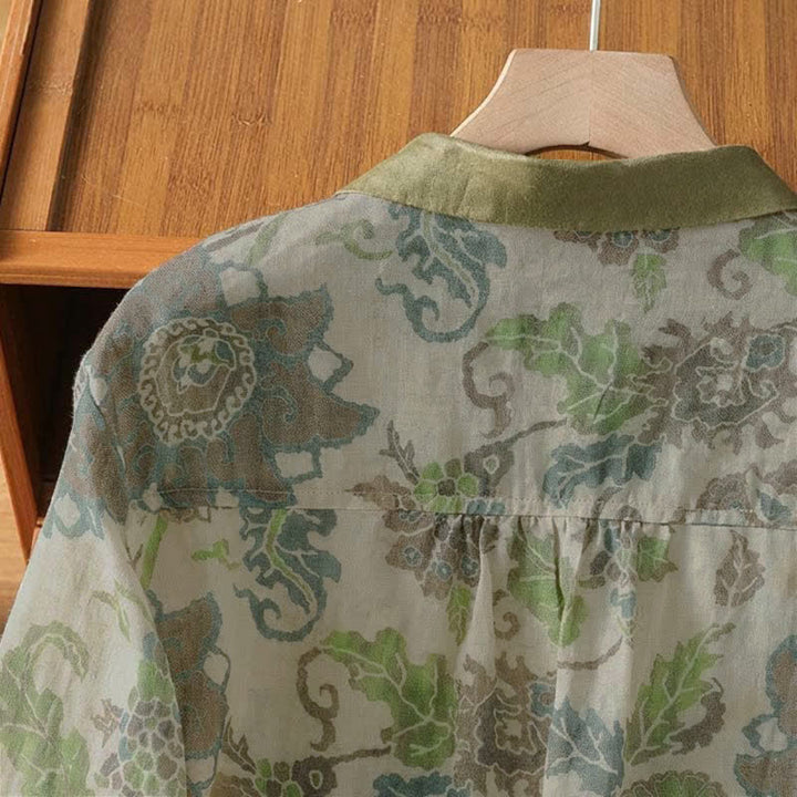 Buddha Stones Camicia da donna a maniche lunghe, stile vintage, con bottoni e stampa floreale, ideale per primavera/estate, casual e con taschino. - image 4