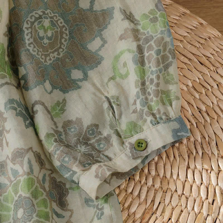 Buddha Stones Camicia da donna a maniche lunghe, stile vintage, con bottoni e stampa floreale, ideale per primavera/estate, casual e con taschino. - image 10