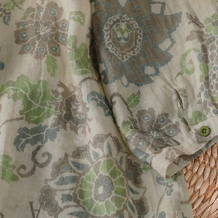 Buddha Stones Camicia da donna a maniche lunghe, stile vintage, con bottoni e stampa floreale, ideale per primavera/estate, casual e con taschino. - image 8