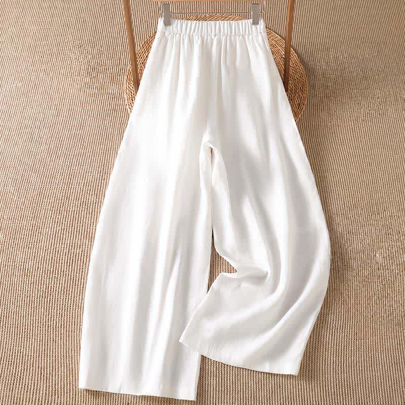 Buddha Stones Pantaloni casual primavera/estate a tinta unita con cerniera, modello alla caviglia, da donna a gamba larga con tasca. - image 11