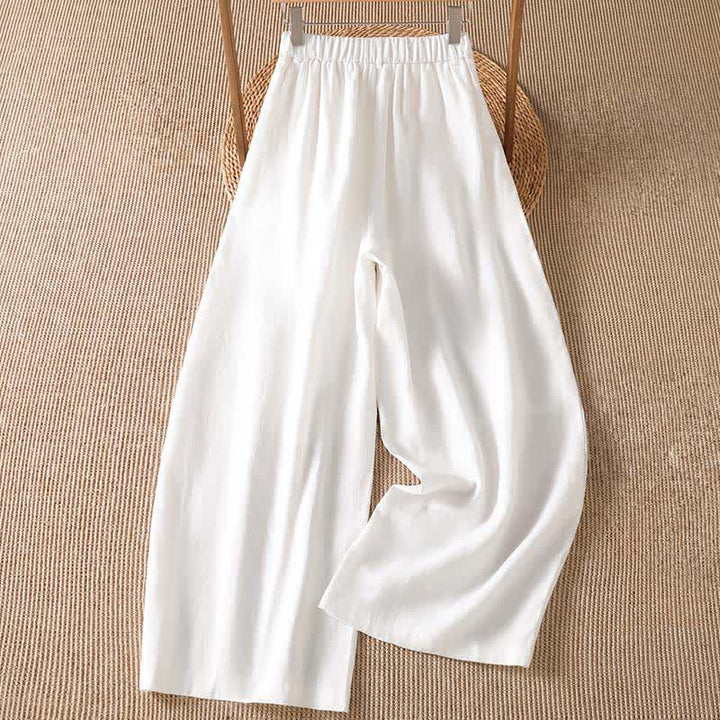 Buddha Stones Pantaloni casual primavera/estate a tinta unita con cerniera, modello alla caviglia, da donna a gamba larga con tasca. - image 11