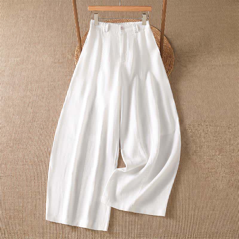 Buddha Stones Pantaloni casual primavera/estate a tinta unita con cerniera, modello alla caviglia, da donna a gamba larga con tasca. - Bianco - US8-10, UK/AU12-14, EU40-42 (2XL) - image 10