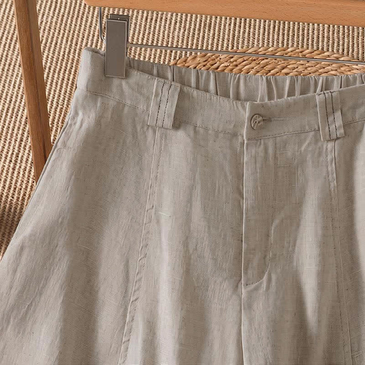 Buddha Stones Pantaloni casual primavera/estate a tinta unita con cerniera, modello alla caviglia, da donna a gamba larga con tasca. - image 2