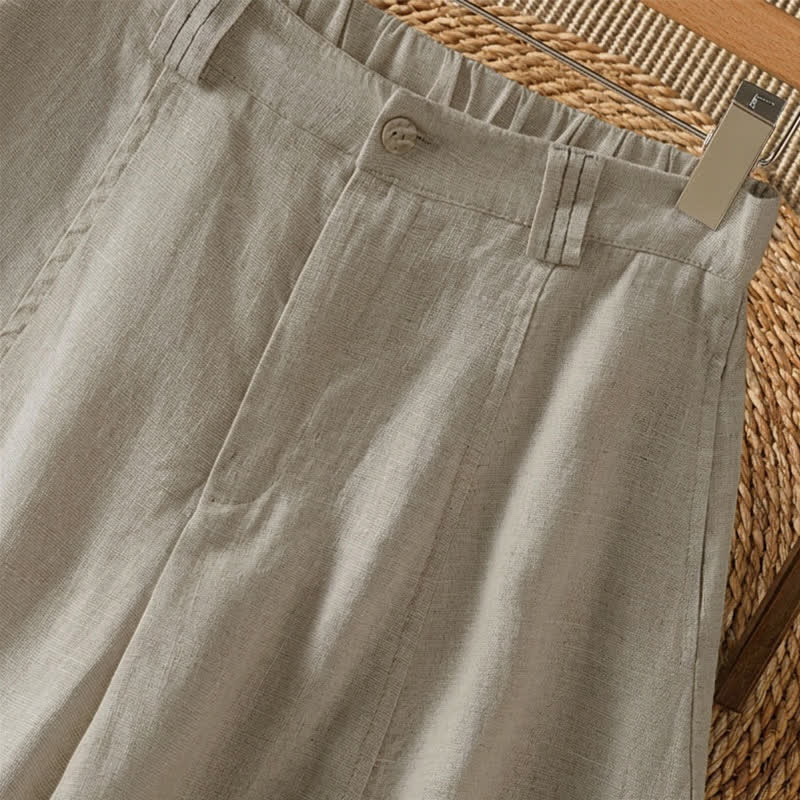 Buddha Stones Pantaloni casual primavera/estate a tinta unita con cerniera, modello alla caviglia, da donna a gamba larga con tasca. - image 6