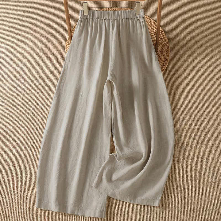 Buddha Stones Pantaloni casual primavera/estate a tinta unita con cerniera, modello alla caviglia, da donna a gamba larga con tasca. - image 1