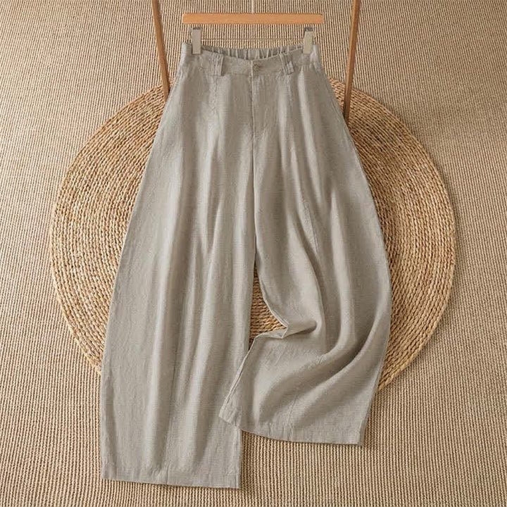 Buddha Stones Pantaloni casual primavera/estate a tinta unita con cerniera, modello alla caviglia, da donna a gamba larga con tasca. - Tan - US8-10, UK/AU12-14, EU40-42 (2XL) - image 0