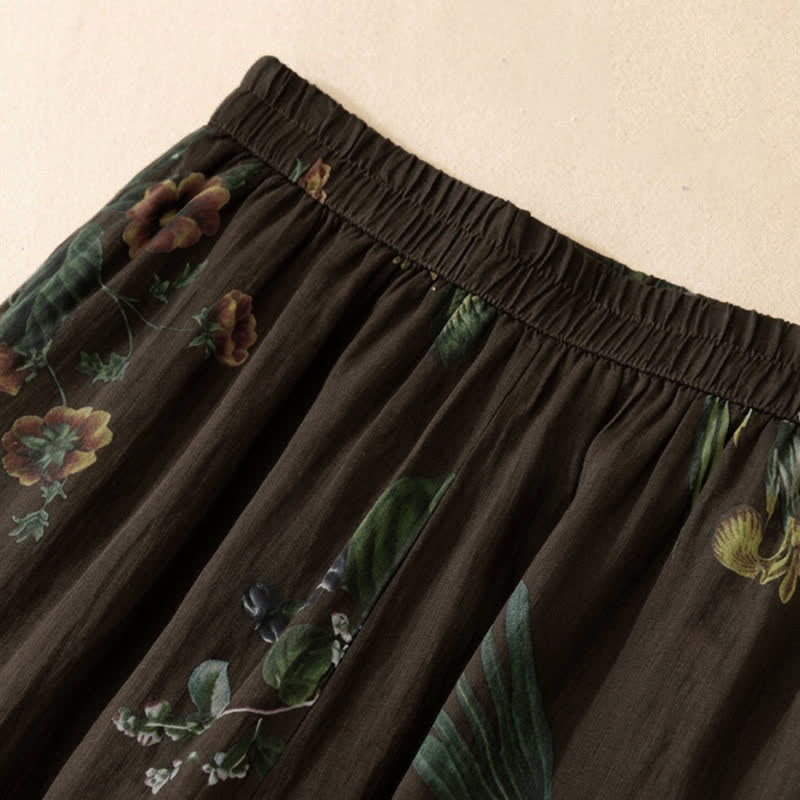 Buddha Stones Pantaloni alla caviglia da donna in stile boho floreale per primavera/estate, a gamba larga con tasche. - image 17