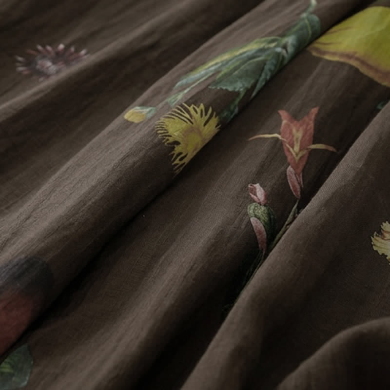 Buddha Stones Pantaloni alla caviglia da donna in stile boho floreale per primavera/estate, a gamba larga con tasche. - image 20